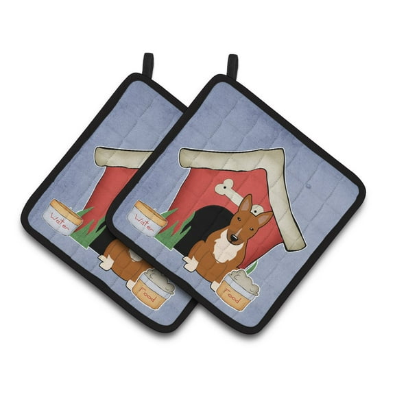 Carolines Treasures BB2888PTHD Dog House Collection Bull Terrier Red Pair of Pot Holders , 7.5HX7.5W, multicolor