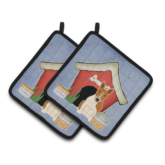 Carolines Treasures BB2889PTHD Dog House Collection Bull Terrier Red White Pair of Pot Holders 7.5HX7.5W multicolor