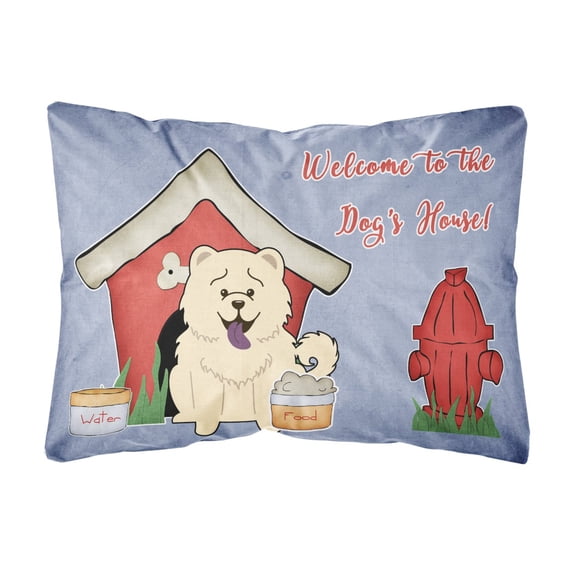 Carolines Treasures BB2894PW1216 Dog House Collection Chow Chow White Canvas Fabric Decorative Pillow 12H x16W