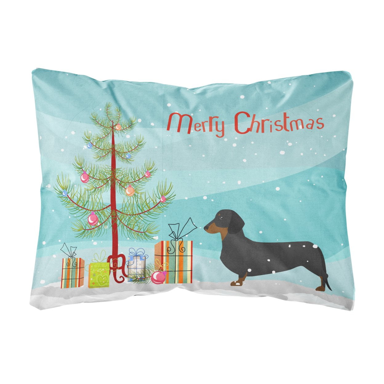 Multicolor Embroidered Christmas Canvas Fabric Decorative Pillow, 12" x 16"