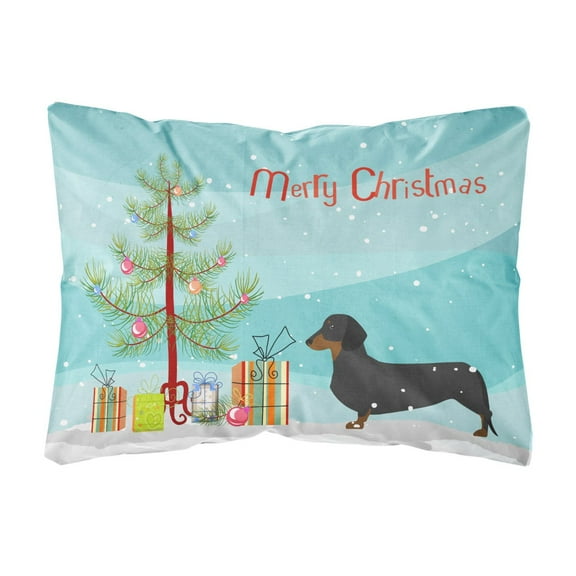 Carolines Treasures BB2900PW1216 Dachshund Merry Christmas Tree Canvas Fabric Decorative Pillow, 12H x16W, multicolor