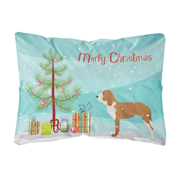 Carolines Treasures BB2909PW1216 Spanish Hound Merry Christmas Tree Canvas Fabric Decorative Pillow, 12H x16W,