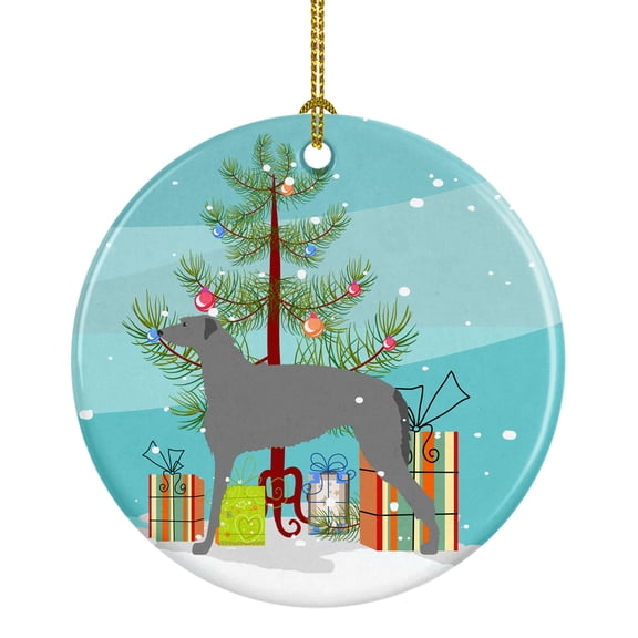 Carolines Treasures BB2914CO1 Scottish Deerhound Merry Christmas Tree Ceramic Ornament 3 in multicolor