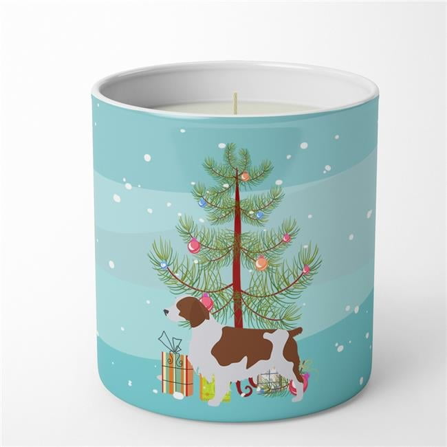 Carolines Treasures BB2918CDL 3.75 x 3.25 in. Unisex Welsh Springer Spaniel Merry Christmas Tree 10 oz Decorative Soy Candle