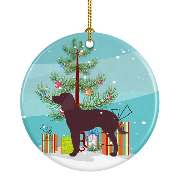 Carolines Treasures BB2919CO1 American Water Spaniel Merry Christmas Tree Ceramic Ornament 3 in multicolor