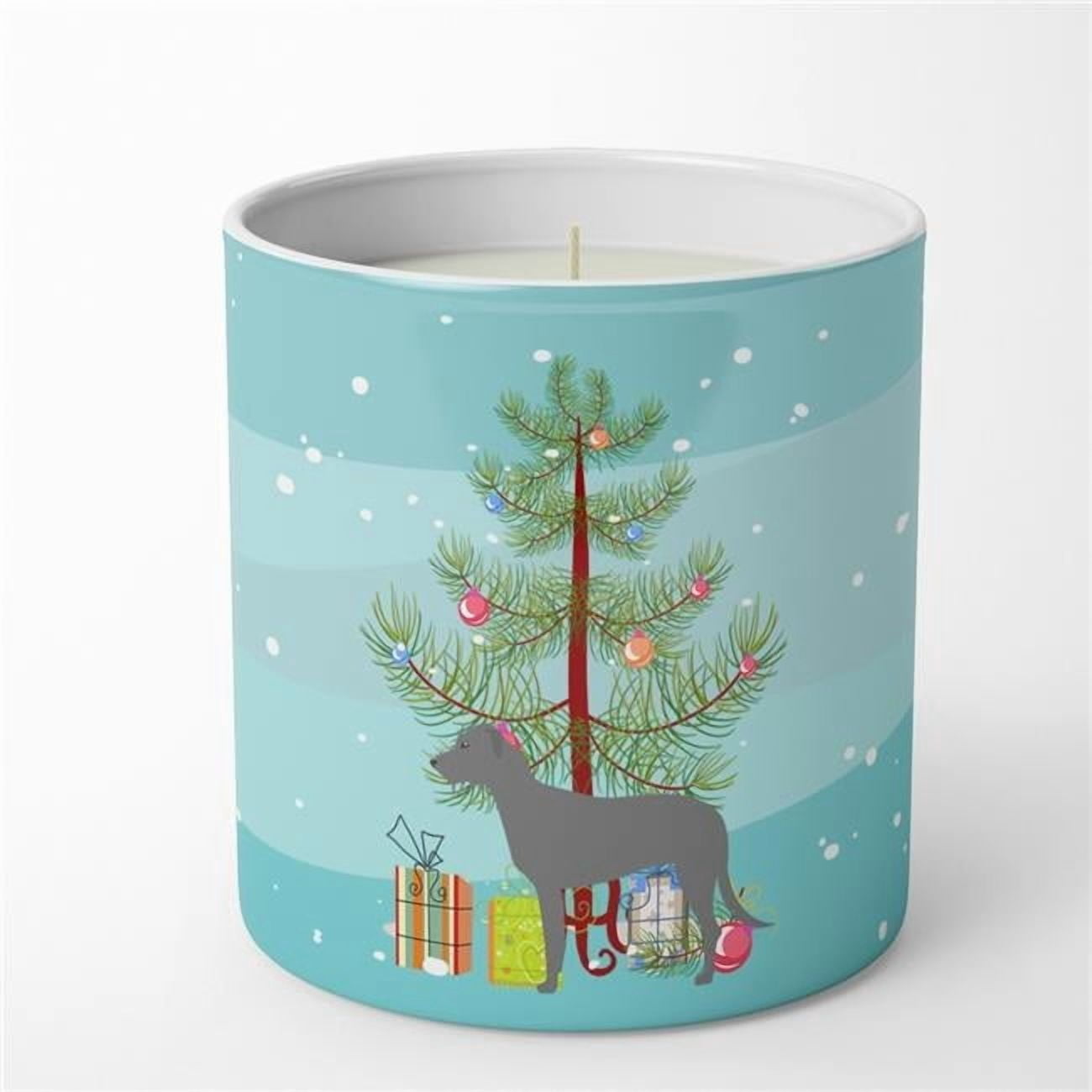 Carolines Treasures BB2921CDL 3.75 x 3.25 in. Unisex Irish Wolfhound Merry Christmas Tree 10 oz Decorative Soy Candle