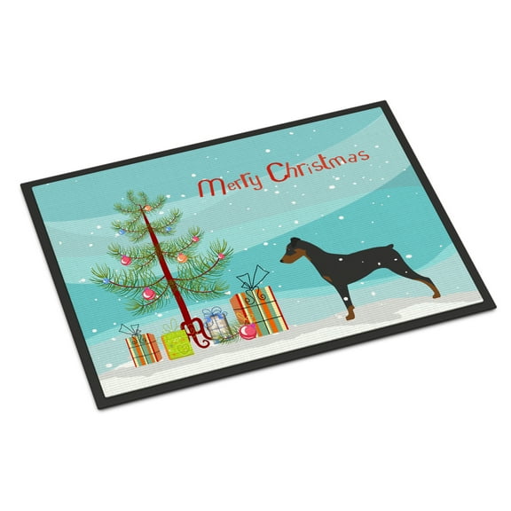 Carolines Treasures BB2931JMAT German Pinscher Merry Christmas Tree Door Mat Indoor Rug or Outdoor Welcome Mat 24x36