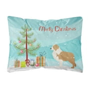 Carolines Treasures BB2940PW1216 Red Border Collie Merry Christmas Tree Canvas Fabric Decorative Pillow, 12H x16W,