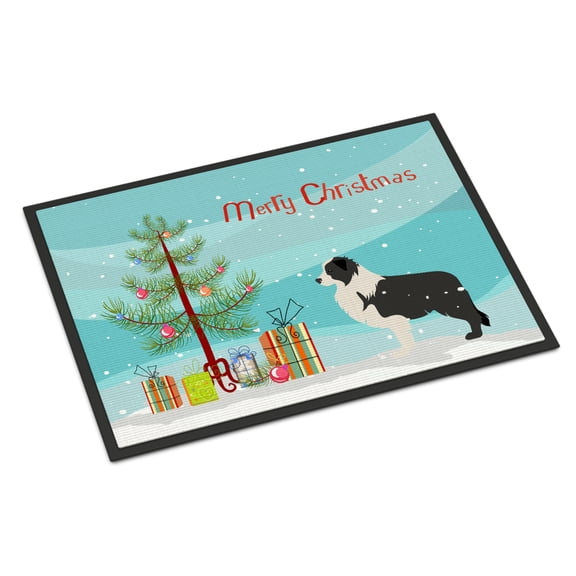 Carolines Treasures BB2941JMAT Black Border Collie Merry Christmas Tree Door Mat Indoor Rug or Outdoor Welcome Mat 24x36