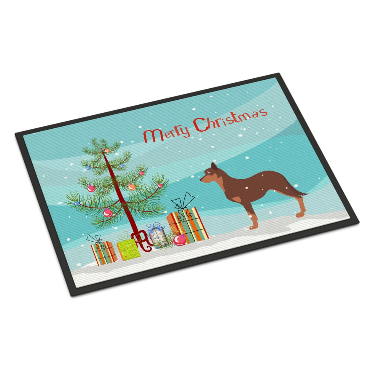 Carolines Treasures BB2947JMAT Australian Kelpie Dog Merry Christmas Tree Door Mat Indoor Rug or Outdoor Welcome Mat