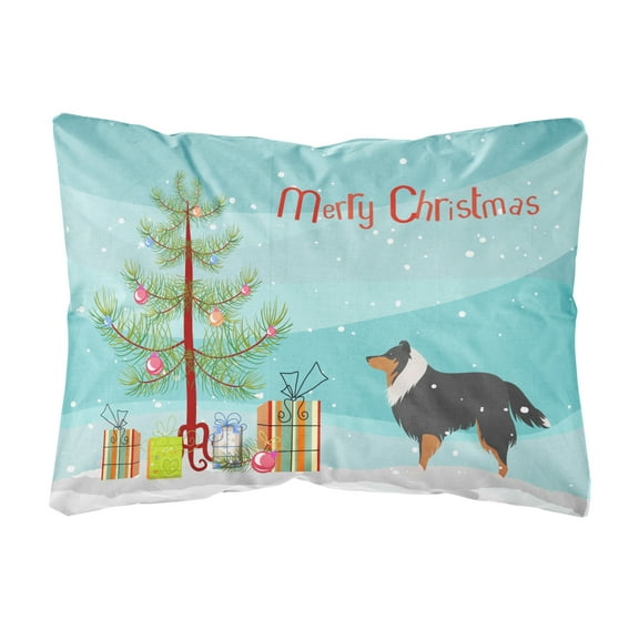 Carolines Treasures BB2948PW1216 Sheltie/Shetland Sheepdog Merry Christmas Tree Canvas Fabric Decorative Pillow, 12H