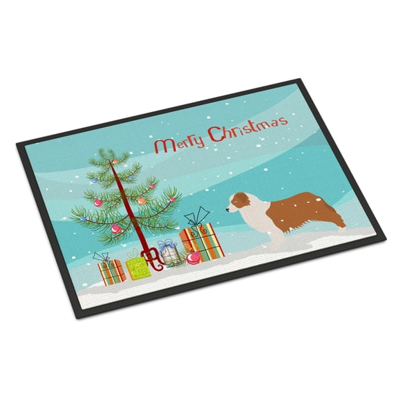 Carolines Treasures BB2951JMAT Australian Shepherd Dog Merry Christmas Tree Door Mat Indoor Rug or Outdoor Welcome Mat