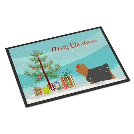Carolines Treasures BB2952MAT Yorkshire Terrier Yorkie Merry Christmas Tree Door Mat Indoor Rug or Outdoor Welcome Mat