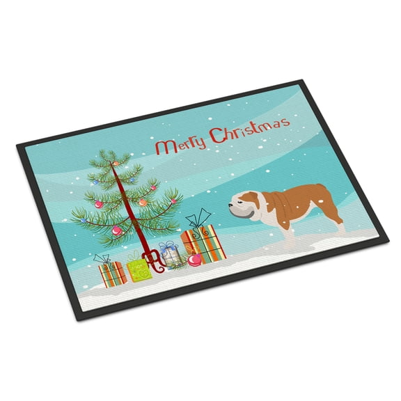 English Bulldog Merry Christmas Tree Door Mat