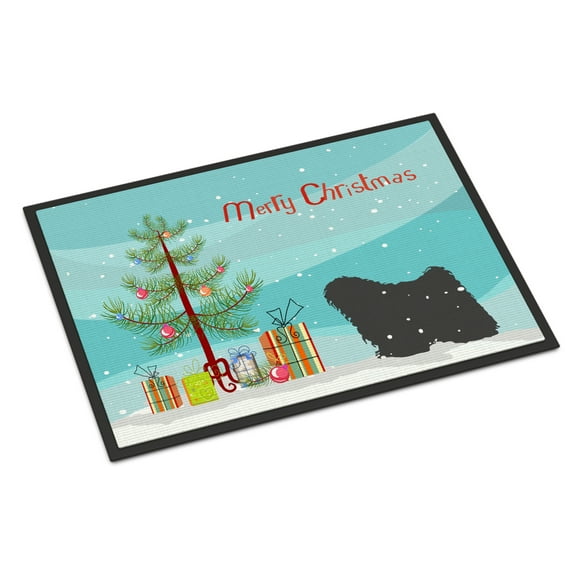 Carolines Treasures BB2981JMAT Puli Merry Christmas Tree Door Mat Indoor Rug or Outdoor Welcome Mat 24x36 Doormat  24H X