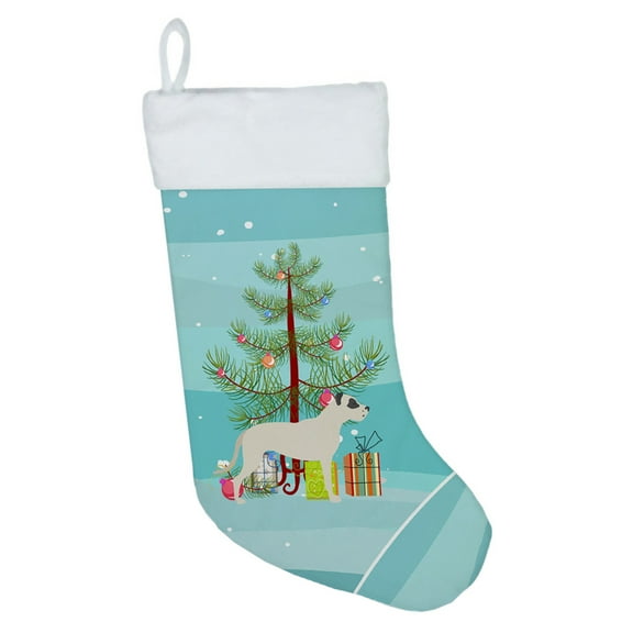 Carolines Treasures BB2985CS Dogo Argentino Merry Christmas Tree Christmas Stocking  Large multicolor