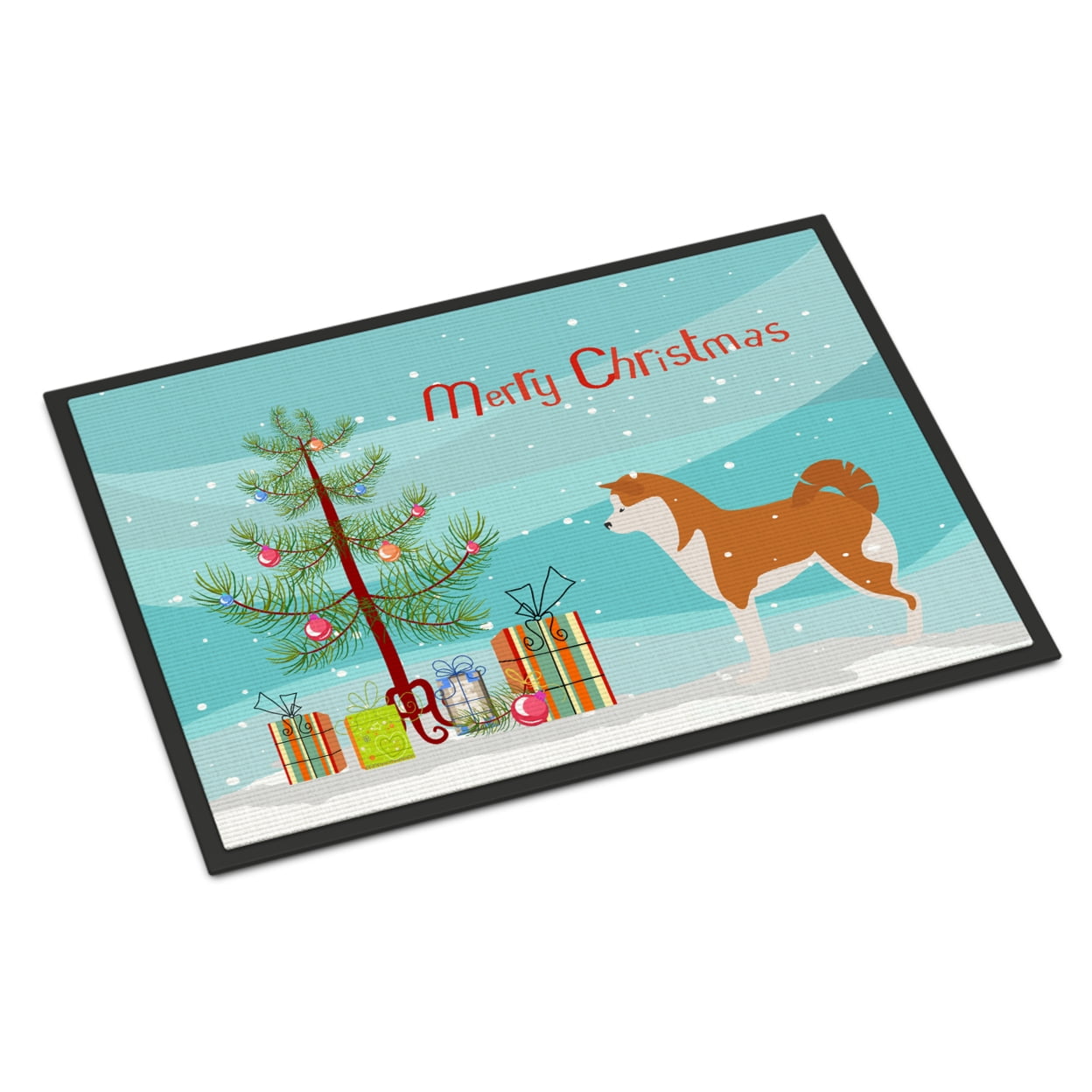 Carolines Treasures BB2990JMAT Akita Merry Christmas Tree Door Mat Indoor Rug or Outdoor Welcome Mat 24x36 Doormat  24H