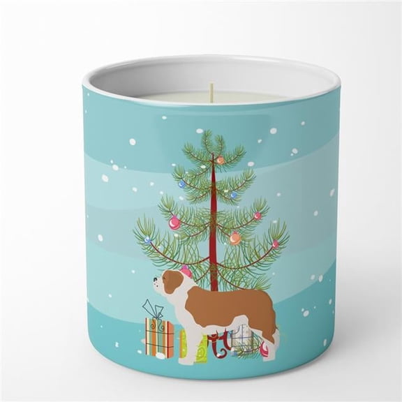 Carolines Treasures BB2994CDL 3.75 x 3.25 in. Unisex Saint Bernard Merry Christmas Tree 10 oz Decorative Soy Candle