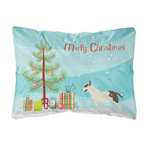 Carolines Treasures BB2996PW1216 Bull Terrier Merry Christmas Tree Canvas Fabric Decorative Pillow, 12H x16W, multicolor
