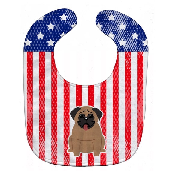 Carolines Treasures BB3000BIB Patriotic USA Pug Brown Baby Bib 10 x 13" multicolor
