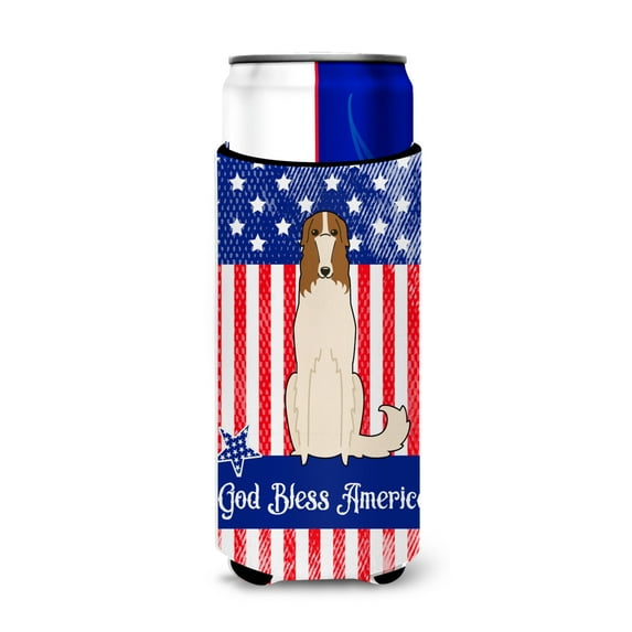 Carolines Treasures Patriotic USA Borzoi Michelob Ultra Hugger for Slim Cans