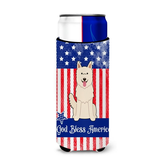Carolines Treasures Patriotic USA White German Shepherd Michelob Ultra Hugger for Slim Cans