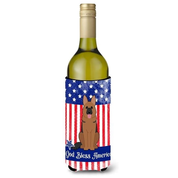Carolines Treasures BB3062LITERK Patriotic USA German Shepherd Wine Bottle Beverge Insulator Hugger