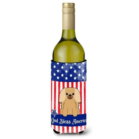 Carolines Treasures BB3099LITERK Patriotic USA Pekingnese Fawn Sable Wine Bottle Beverge Insulator Hugger