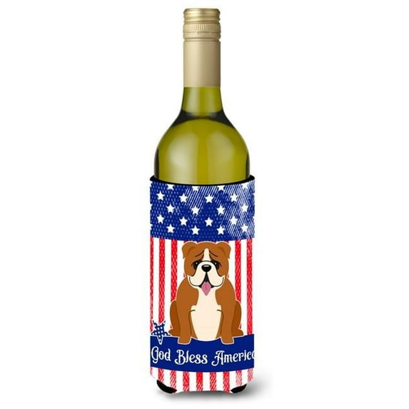 Carolines Treasures BB3115LITERK Patriotic USA English Bulldog Red White Wine Bottle Beverge Insulator Hugger