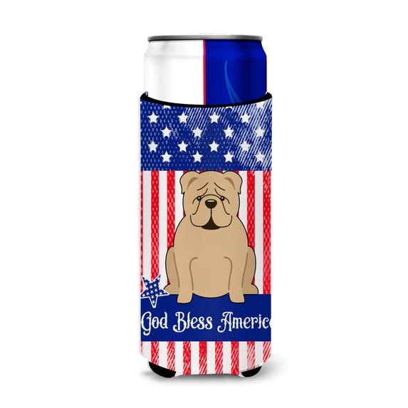 Carolines Treasures Patriotic USA English Bulldog Fawn Michelob Ultra Hugger for Slim Cans
