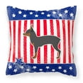 thumbnail image 1 of Caroline's Treasures BB3287PW1414 USA Patriotic Toy Fox Terrier Fabric Decorative Pillow , 14Hx14W, multicolor, 1 of 2