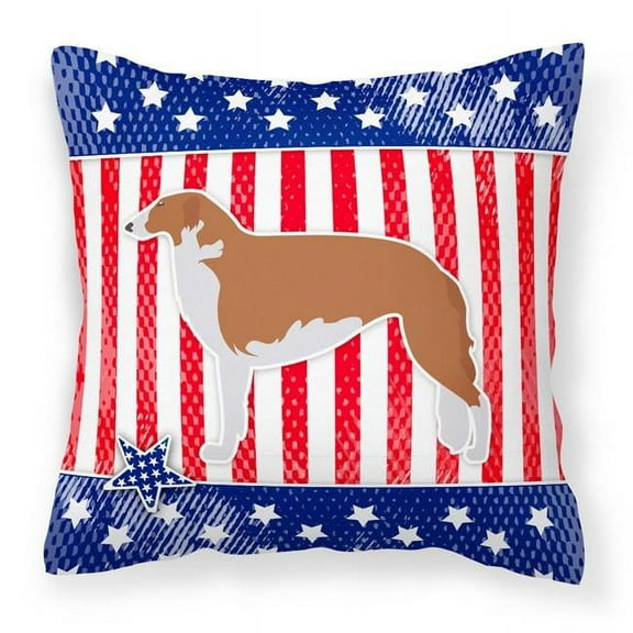 Carolines Treasures BB3299PW1818 USA Patriotic Borzoi Russian Greyhound Fabric Decorative Pillow