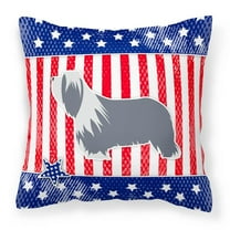 Carolines Treasures BB3317PW1818 USA Patriotic Bearded Collie Fabric Decorative Pillow