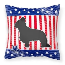 Carolines Treasures BB3326PW1414 USA Patriotic Briard Fabric Decorative Pillow