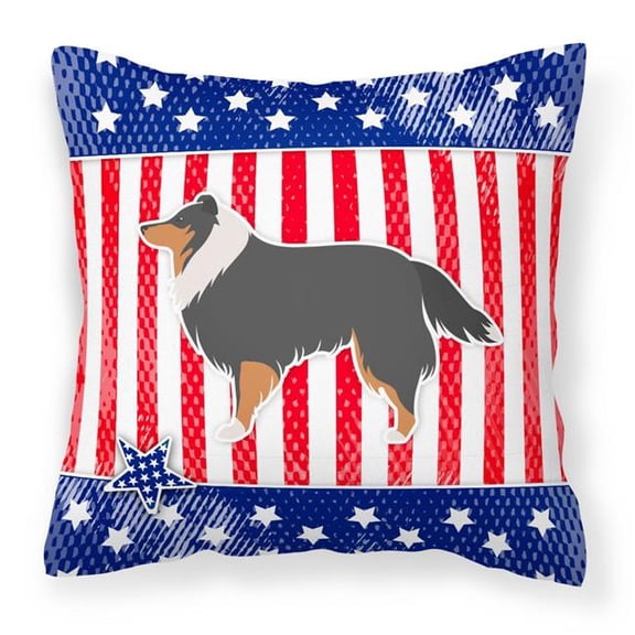 Carolines Treasures BB3330PW1818 USA Patriotic Sheltie & Shetland Sheepdog Fabric Decorative Pillow