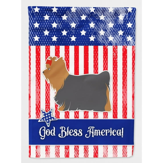 Carolines Treasures BB3334CHF USA Patriotic Yorkshire Terrier Yorkie Flag Canvas House Size  Large multicolor