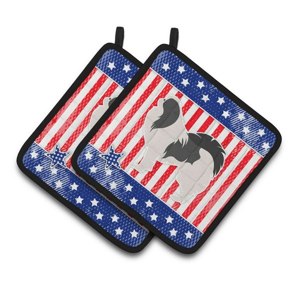 Carolines Treasures BB3337PTHD Patriotic Japanese Chin Pair of Pot Holders , 7.5HX7.5W, multicolor