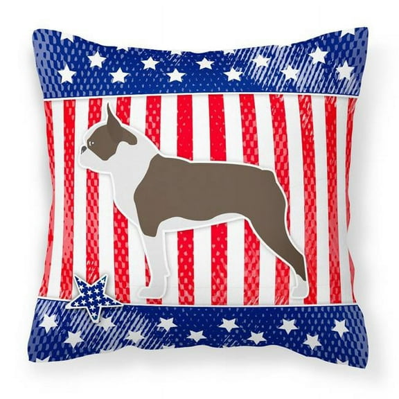 Carolines Treasures BB3344PW1818 USA Patriotic Boston Terrier Fabric Decorative Pillow
