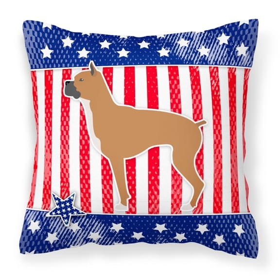 Caroline's Treasures BB3353PW1414 USA Patriotic Boxer Fabric Decorative Pillow , 14Hx14W, multicolor