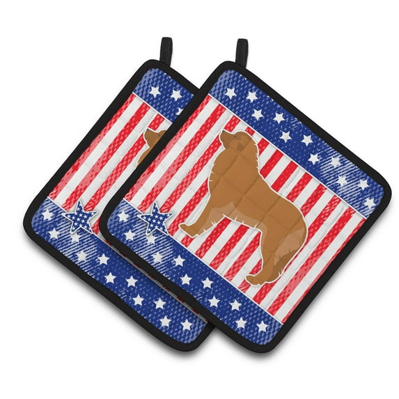 Carolines Treasures BB3358PTHD Patriotic Leonberger Pair of Pot Holders , 7.5HX7.5W, multicolor
