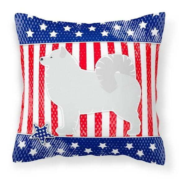 Carolines Treasures BB3359PW1818 USA Patriotic Samoyed Fabric Decorative Pillow