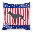 thumbnail image 1 of Carolines Treasures BB3360PW1818 USA Patriotic Doberman Pinscher Fabric Decorative Pillow, 1 of 2