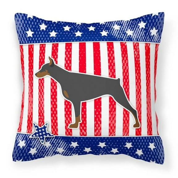 Carolines Treasures BB3360PW1818 USA Patriotic Doberman Pinscher Fabric Decorative Pillow