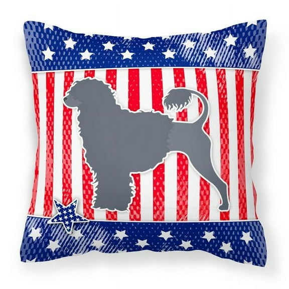 Caroline's Treasures BB3368PW1414 USA Patriotic Portuguese Water Dog Fabric Decorative Pillow , 14Hx14W, multicolor