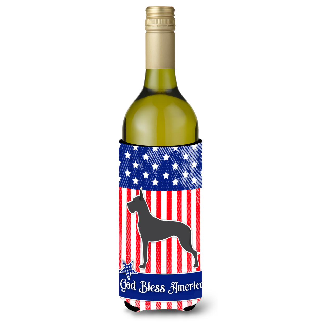 Carolines Treasures BB3375LITERK USA Patriotic Great Dane Wine Bottle