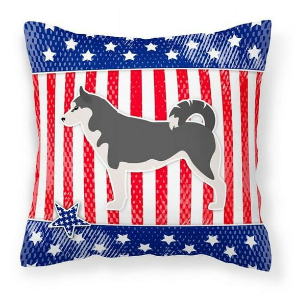 Carolines Treasures BB3380PW1818 USA Patriotic Siberian Husky Fabric Decorative Pillow