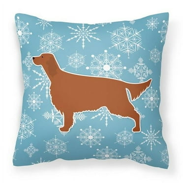 Carolines Treasures BB3493PW1414 Winter Snowflake Irish Setter Fabric Decorative Pillow