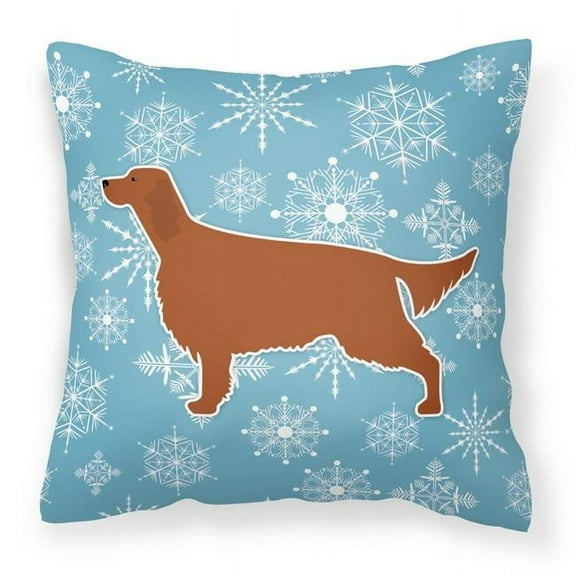 Caroline's Treasures BB3493PW1414 Winter Snowflake Irish Setter Fabric Decorative Pillow , 14Hx14W, multicolor