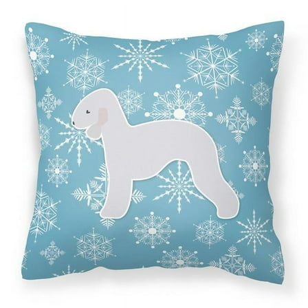 Caroline's Treasures BB3494PW1414 Winter Snowflake Bedlington Terrier Fabric Decorative Pillow , 14Hx14W, multicolor