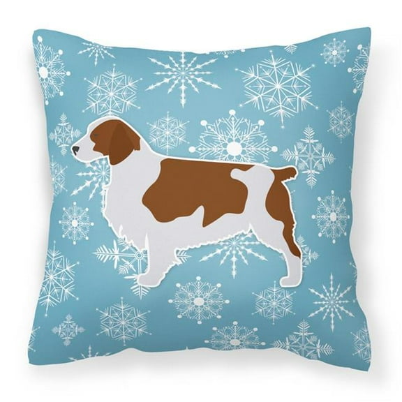 Carolines Treasures BB3500PW1414 Winter Snowflake Welsh Springer Spaniel Fabric Decorative Pillow